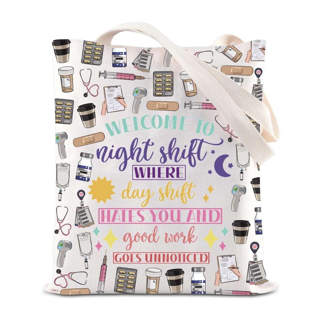 Nht Shift Nurse Tote Bag Nurse Areciation Canvas Bag Emergency Nurse Gift ;)